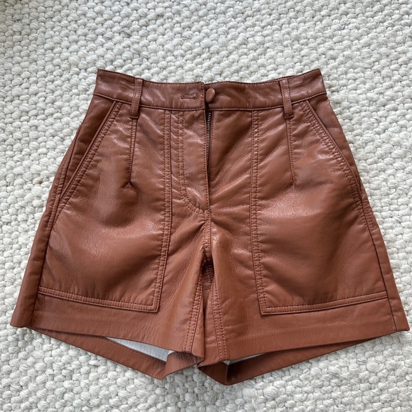 Faux brown leather pants (Aritzia) - Picture 1 of 5